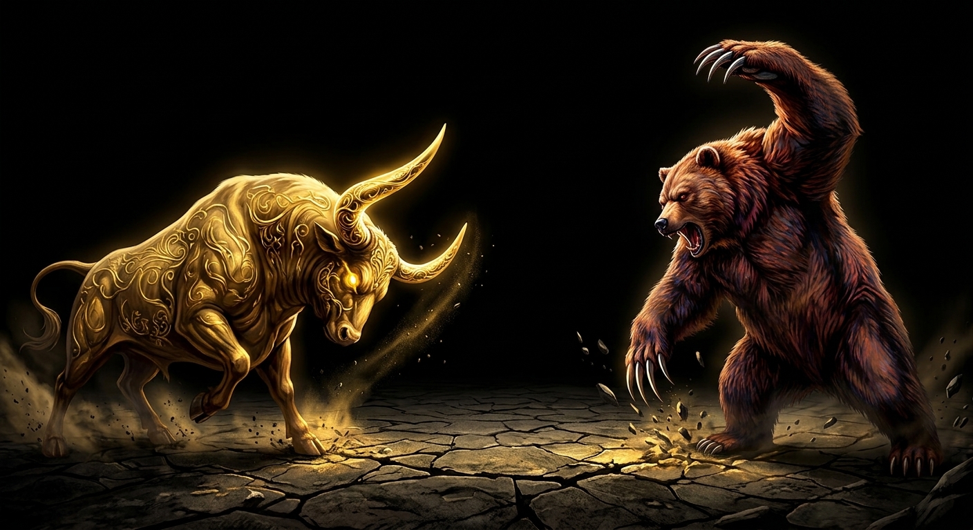 Ayı (Bear) ve Boğa (Bull) - Minimal Line-art Görseli